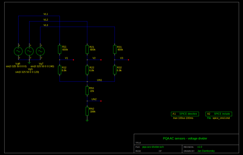  SPICE simulation of AC voltage divider